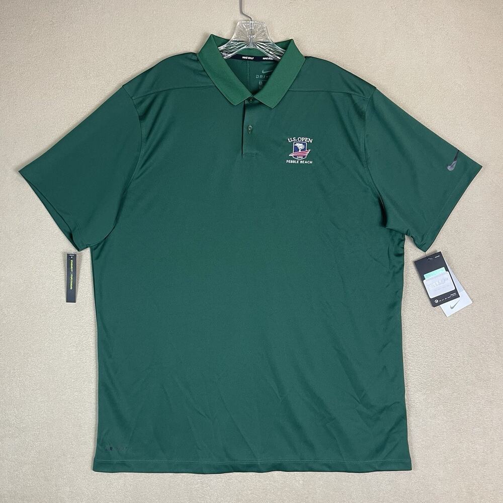 Nike Golf Polo Shirt Mens XL Green US Open‎ 2019 Embroidered Logo Performance